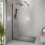 1000x800mm Stone Resin Grey Slate Effect Rectangular Shower Tray with Grate - Siltei