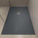 1000x800mm Rectangular Shower Tray with Grate - Anthracite Stone Resin Slate Effect - Sileti