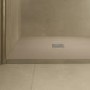 1000x800mm Stone Resin Cream Slate Effect Low Profile Rectangular Shower Tray with Grate - Siltei