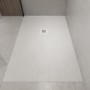 1700x800mm Stone Resin White Slate Effect Rectangular Shower Tray with Grate - Siltei