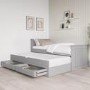 Single Grey Wooden Guest Bed with Storage and Trundle - Sander