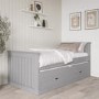 Single Grey Wooden Guest Bed with Storage and Trundle - Sander