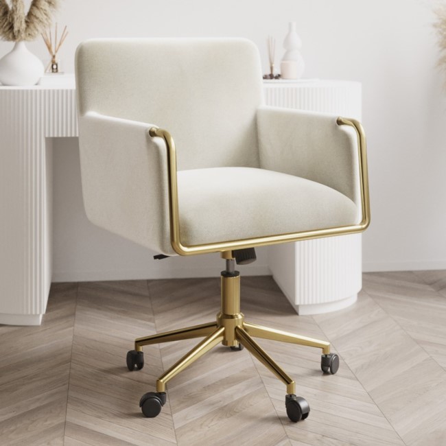 Cream Velvet Tub Office Chair - Sonny