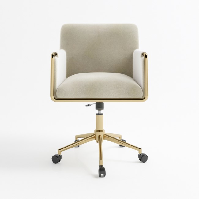 Cream Velvet Tub Office Chair - Sonny