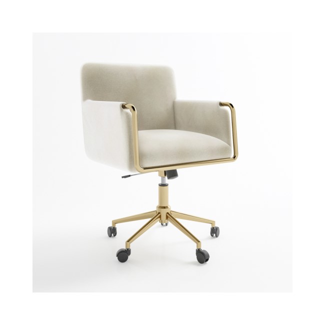 Cream Velvet Tub Office Chair - Sonny