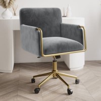 Grey Velvet Tub Swivel Office Chair - Sonny