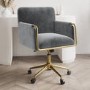 Grey Velvet Tub Swivel Office Chair - Sonny