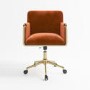 Orange Velvet Tub Swivel Office Chair - Sonny