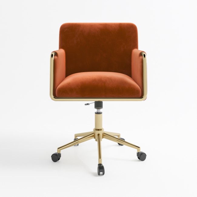 Orange Velvet Tub Swivel Office Chair - Sonny