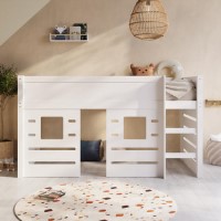 House Cabin Bed with Den in White - Saint