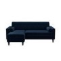 Navy Velvet Left Hand 3 Seater Small Corner Sofa - Idris