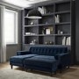 Navy Velvet Left Hand 3 Seater Small Corner Sofa - Idris