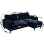 Navy Velvet Right Hand 3 Seater Small Corner Sofa - Idris