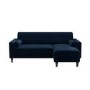 Navy Velvet Right Hand 3 Seater Small Corner Sofa - Idris