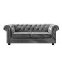 Grey Velvet Chesterfield Pull Out Sofa Bed - Seats 3 - Bronte