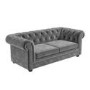 Grey Velvet Chesterfield Pull Out Sofa Bed - Seats 3 - Bronte