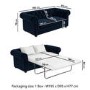 Navy Velvet Chesterfield Pull Out Sofa Bed - Seats 3 - Bronte