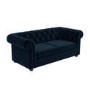 Navy Velvet Chesterfield Pull Out Sofa Bed - Seats 3 - Bronte