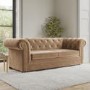 Beige Velvet Chesterfield Pull Out Sofa Bed - Seats 3 - Bronte