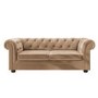 Beige Velvet Chesterfield Pull Out Sofa Bed - Seats 3 - Bronte