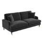 Dark Grey Velvet 3 Seater Sofa - Payton