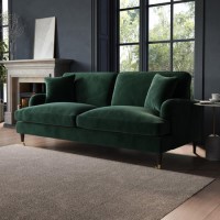 Dark Green Velvet 3 Seater Sofa - Payton