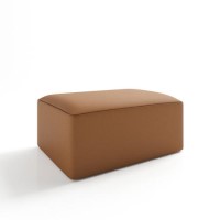 Large Tan Faux Leather Footstool - Hendrix