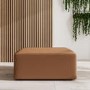 Large Tan Faux Leather Footstool - Hendrix