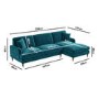 Teal Velvet Right Hand Facing 4 Seater Corner Sofa - Payton