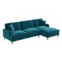 Teal Velvet Right Hand Facing 4 Seater Corner Sofa - Payton