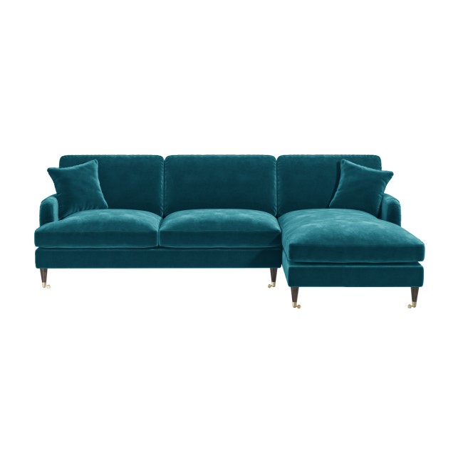 Teal Velvet Right Hand Facing 4 Seater Corner Sofa - Payton