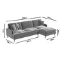 Grey Velvet Right Hand Facing 4 Seater Corner Sofa - Payton