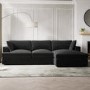 Right Hand Corner Sofa and Footstool Set in Grey Velvet - August