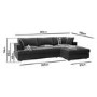 Dark Grey Velvet Right Hand 4 Seater Corner Sofa - August