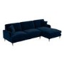 Navy Velvet Right Hand Facing 4 Seater Corner Sofa - Payton