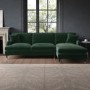 Dark Green Velvet Right Hand Facing 4 Seater Corner Sofa - Payton 