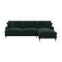 Dark Green Velvet Right Hand Facing 4 Seater Corner Sofa - Payton 