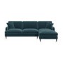 Blue Velvet Right Hand Facing 4 Seater Corner Sofa - Payton