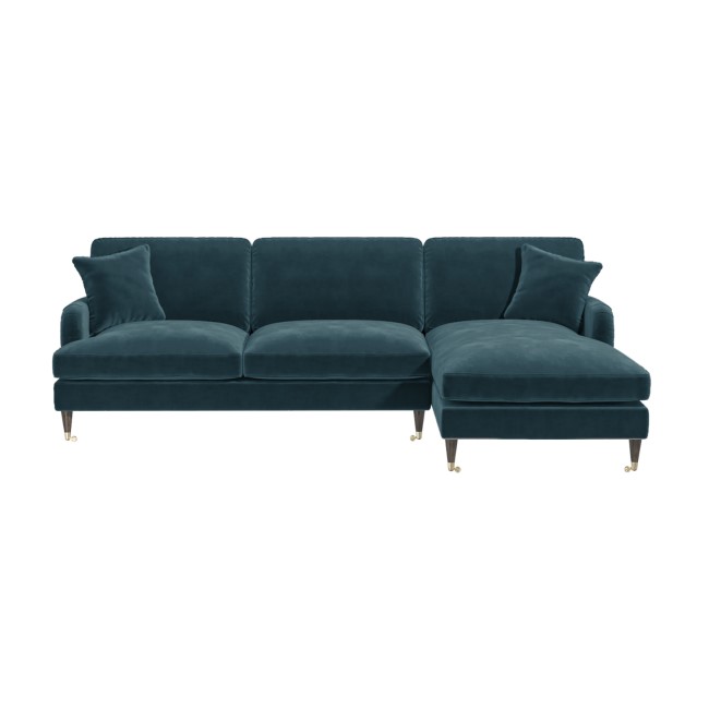 Blue Velvet Right Hand Facing 4 Seater Corner Sofa - Payton