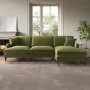 Olive Green Velvet Right Hand 4 Seater Corner Sofa - Payton