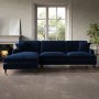 Navy Velvet Left Hand Facing 4 Seater Corner Sofa - Payton