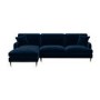 Navy Velvet Left Hand Facing 4 Seater Corner Sofa - Payton