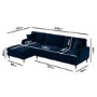 Navy Velvet Left Hand Facing 4 Seater Corner Sofa - Payton