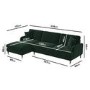 Dark Green Velvet Left Hand Facing 4 Seater Corner Sofa - Payton