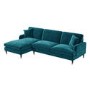 Teal Velvet Left Hand Facing 4 Seater Corner Sofa - Payton