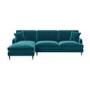 Teal Velvet Left Hand Facing 4 Seater Corner Sofa - Payton