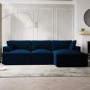 Large Navy Velvet Right Hand 4 Seater Corner Sofa - August