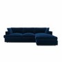 Large Navy Velvet Right Hand 4 Seater Corner Sofa - August