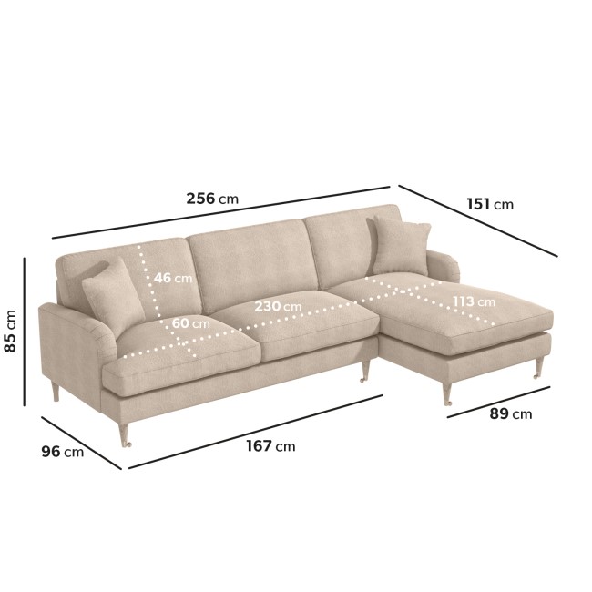 Beige Fabric Right Hand Facing 4 Seater Corner Sofa - Payton