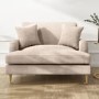 Beige Fabric Love Seat and Footstool - Payton